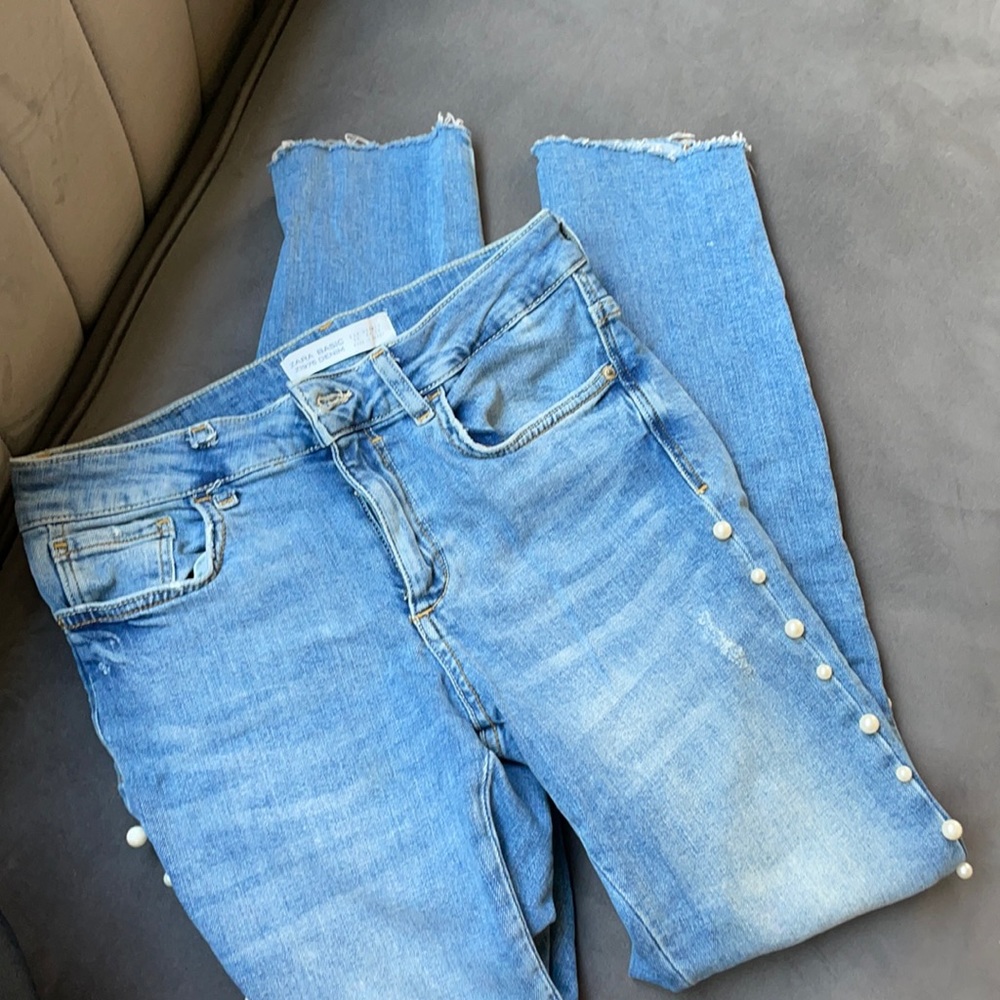 Zara jeans with pearls